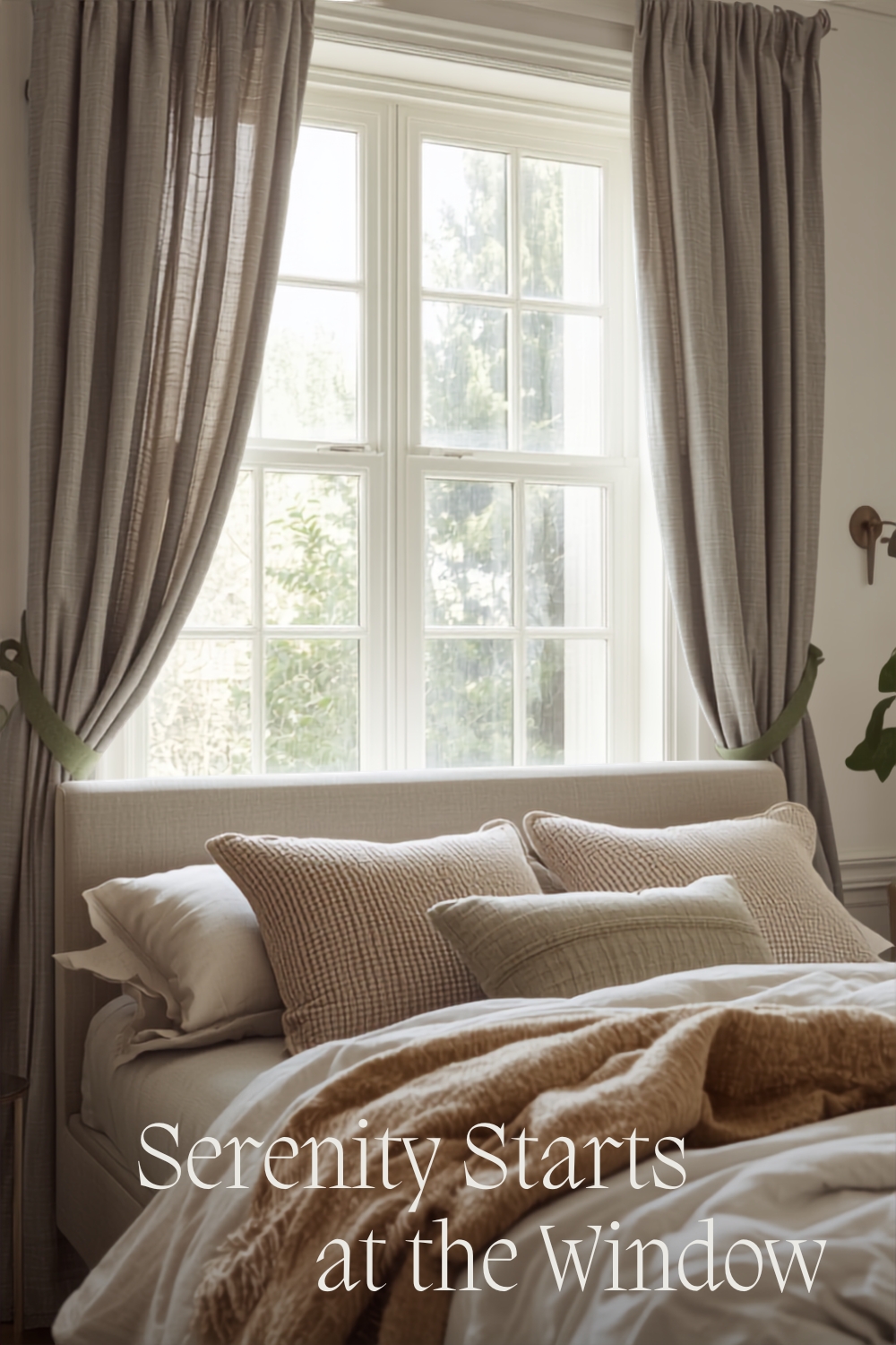 Bedroom decor ideas_ Decorate windows with curtains with bed