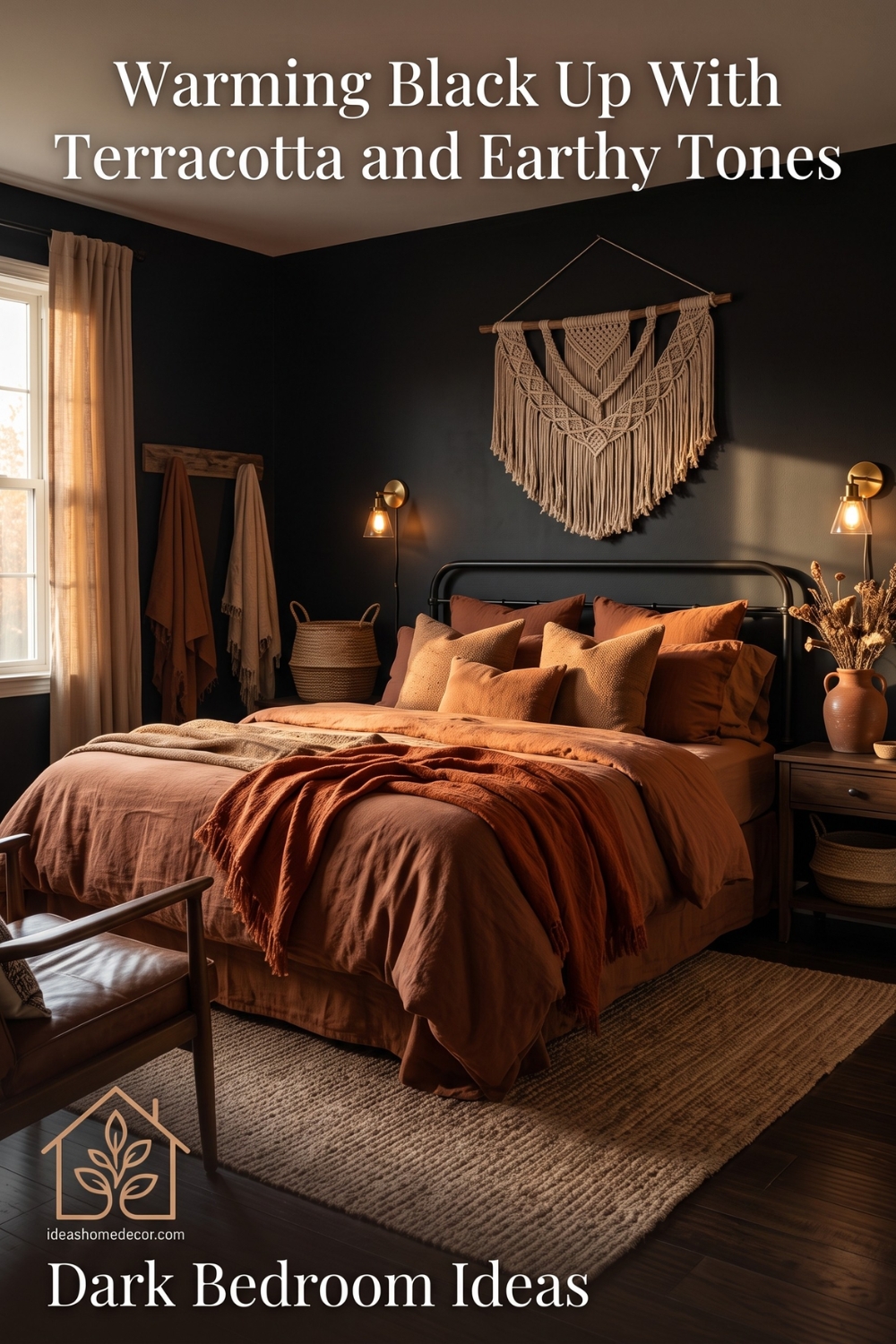 Black Bedroom Ideas: Warming Black Up With Terracotta and Earthy Tones