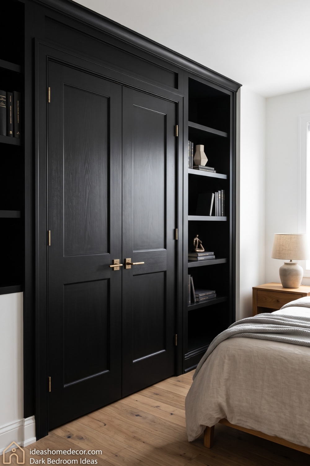 Black Bedroom Ideas: Starting Small With Built-Ins or Closet Doors