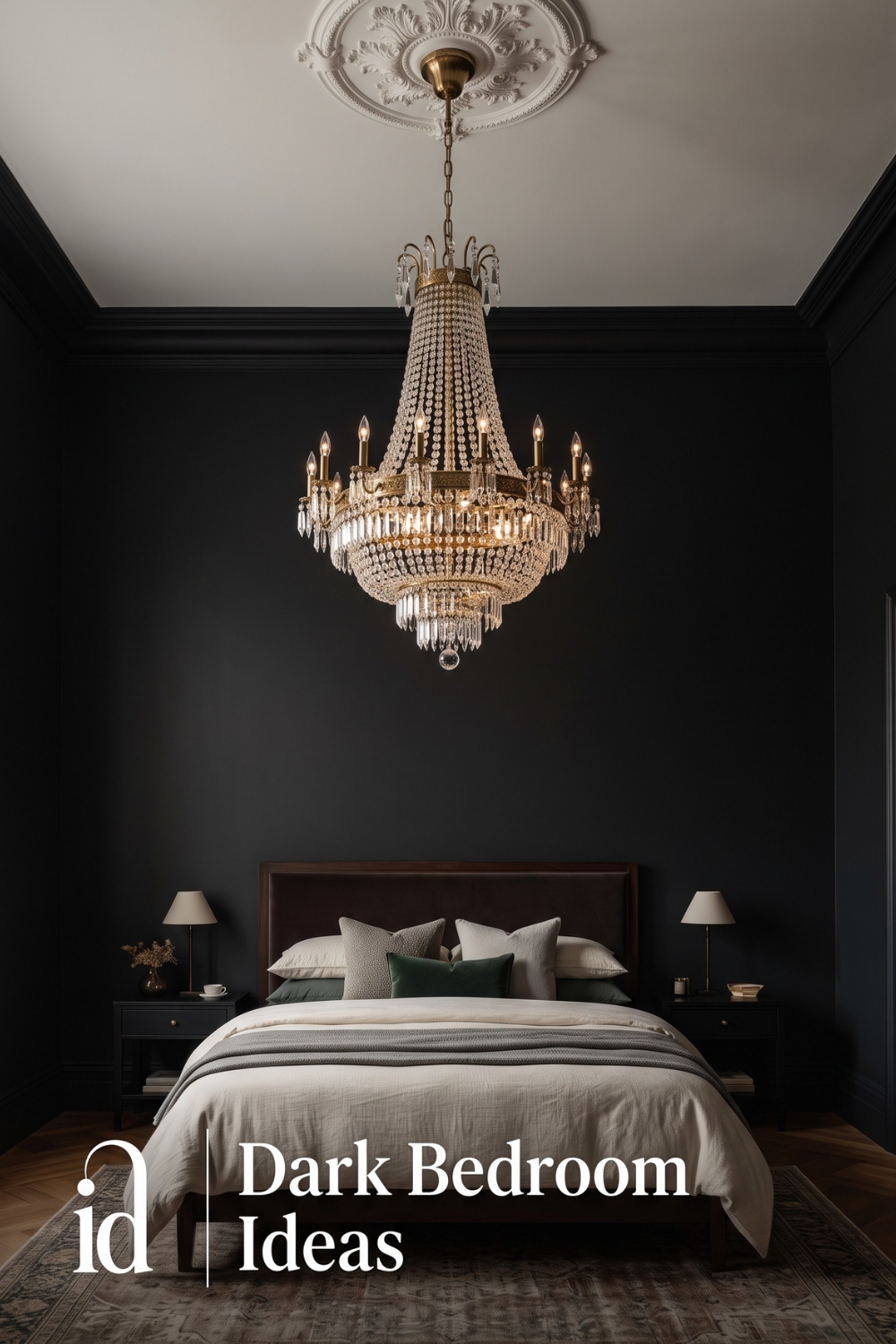 Black Bedroom Ideas: Letting a Chandelier Be the Star