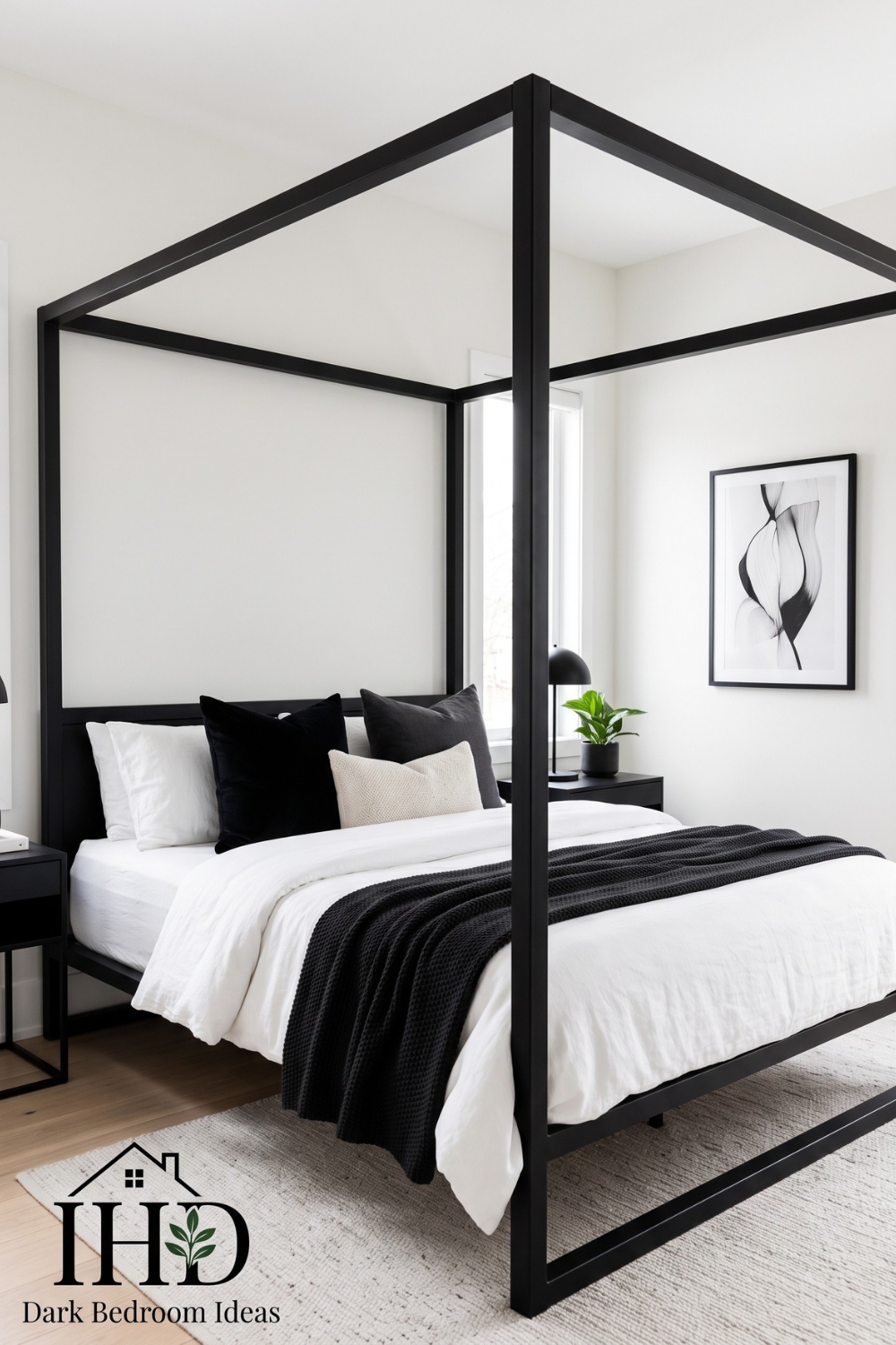 Black Bedroom Ideas: Letting a Black Four-Poster Bed Do the Work