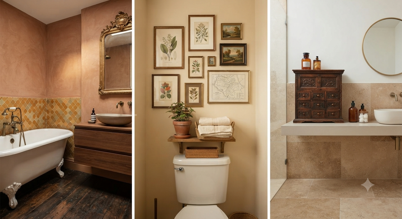 Eclectic Earth Tone Bathrooms