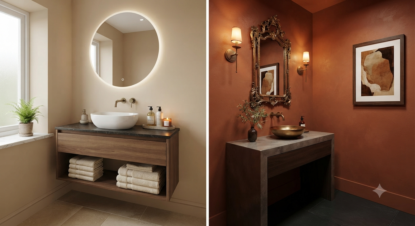 Guest Bathroom Designs in Earth Tones