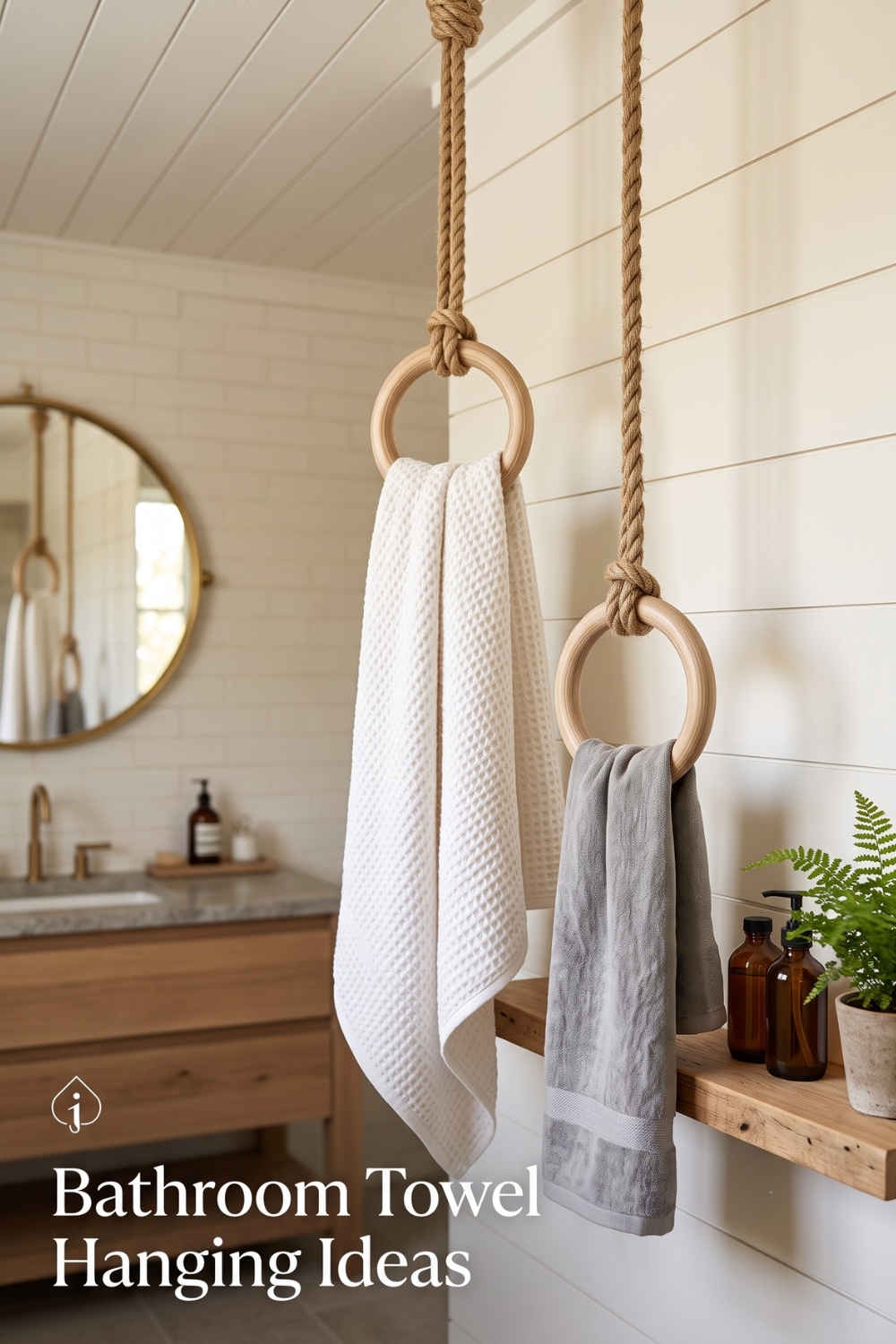 Bathroom Towel Hanging Ideas: Gymnastic Rings and Ropes (A Playful Twist)