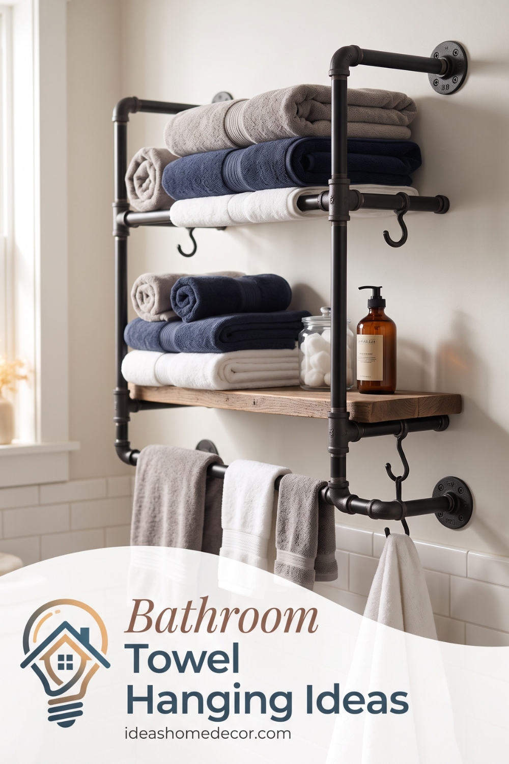 Bathroom Towel Hanging Ideas: Industrial DIY Plumbing Pipe Racks
