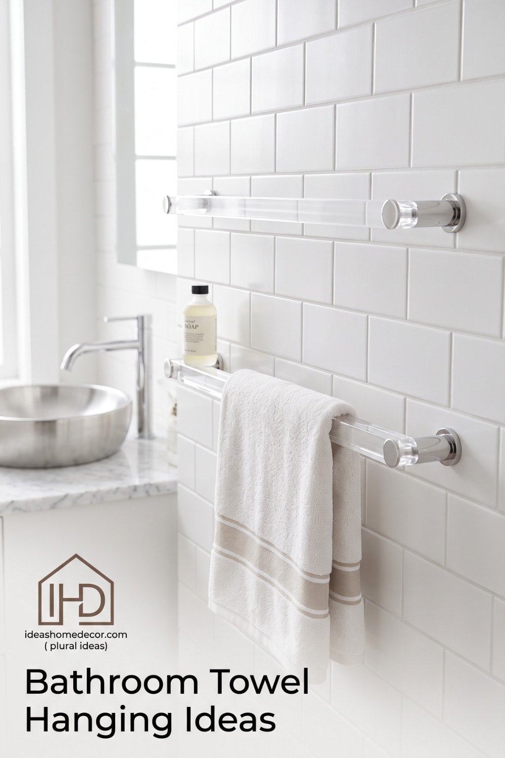 Bathroom Towel Hanging Ideas: Invisible Storage_ Clear Acrylic Bars