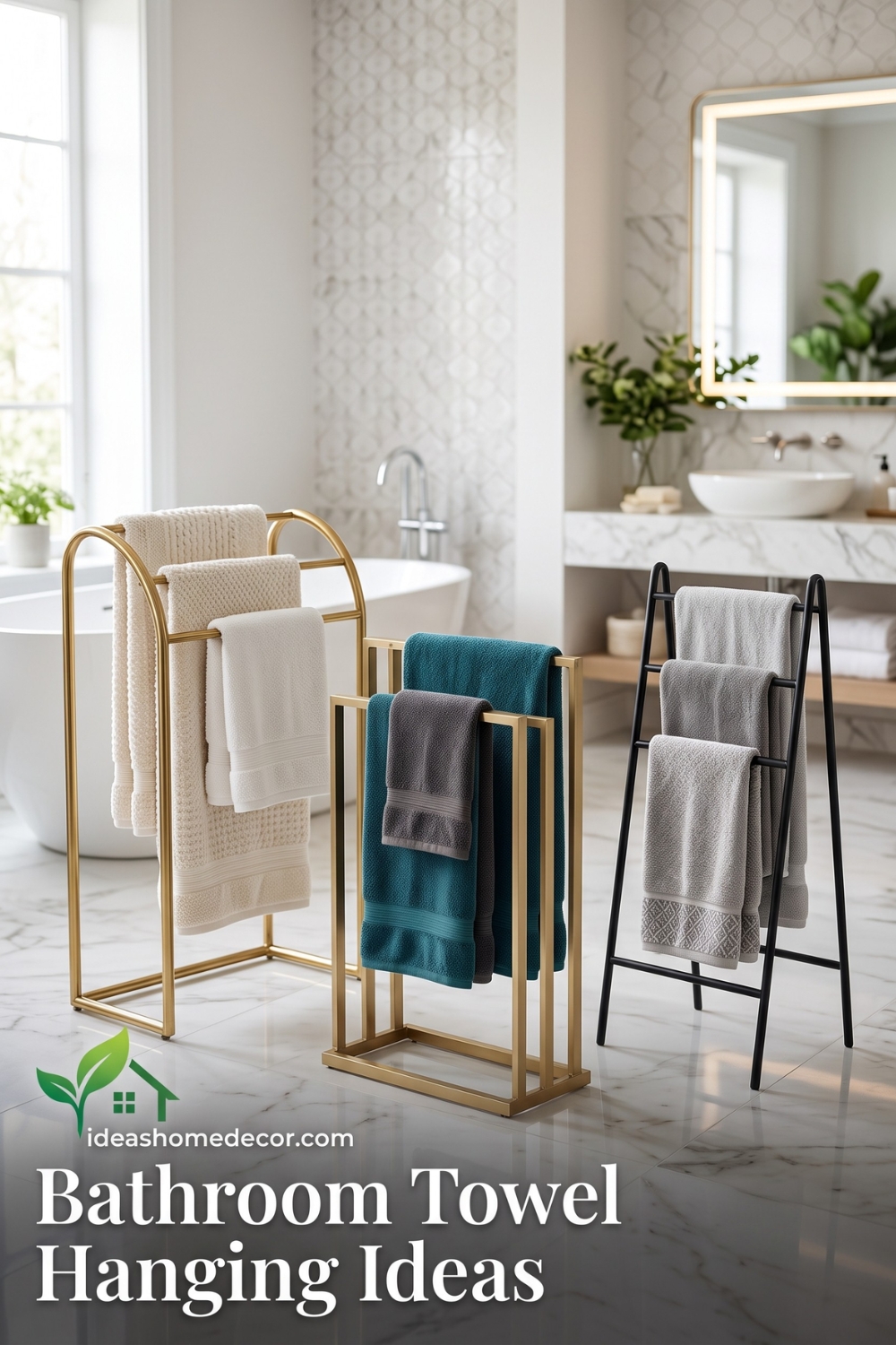 Bathroom Towel Hanging Ideas: Luxurious Freestanding Towel Stands