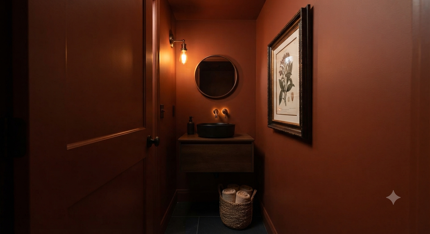Moody Terracotta — Warm Drama in a Small Space