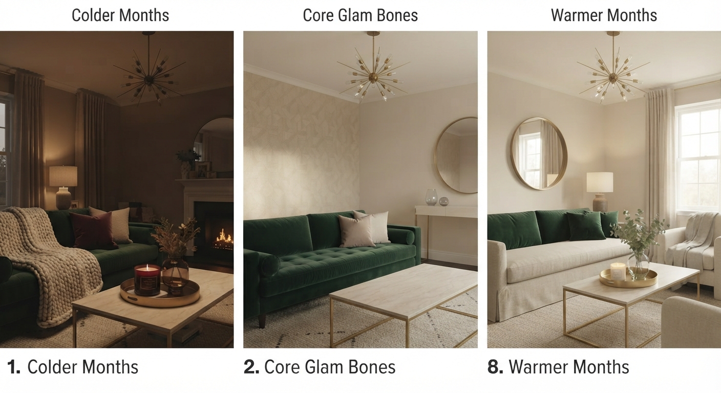 Seasonal Styling for a Glam Living Room