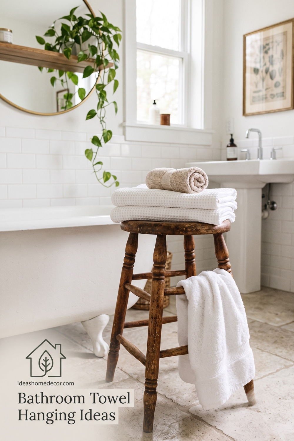Bathroom Towel Hanging Ideas: The Repurposed Antique Stoo