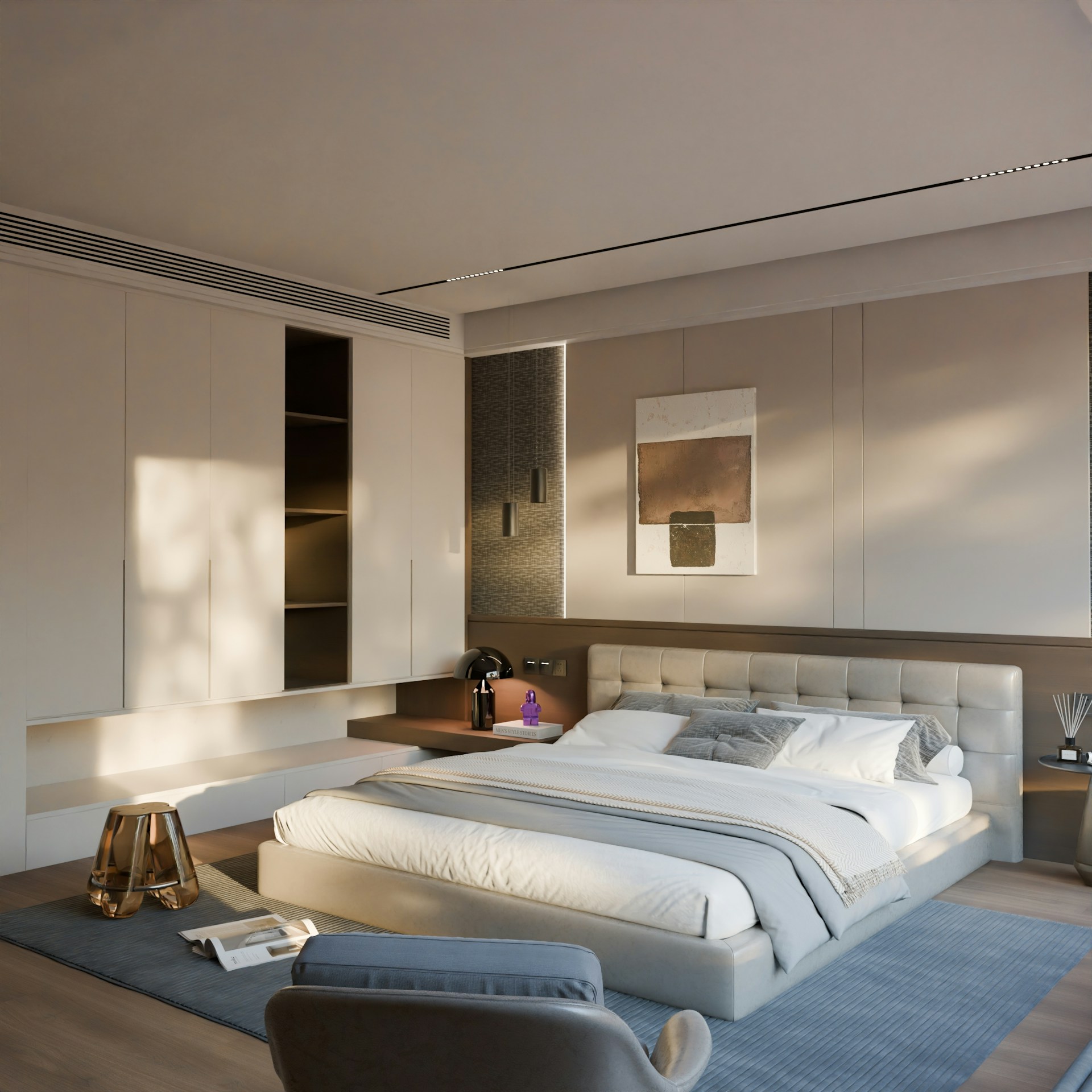 bedroom Harmoniously combine materials